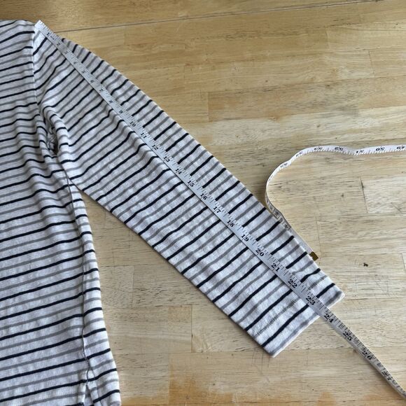 Club Monaco 100% Linen Striped Long Sleeve Tee Round Neck Stretch Thin Large EUC - Picture 11 of 13